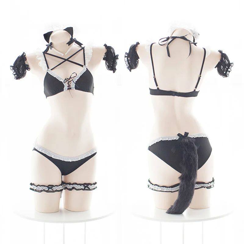 Lolita Cat Bikini Bra and Tail Set