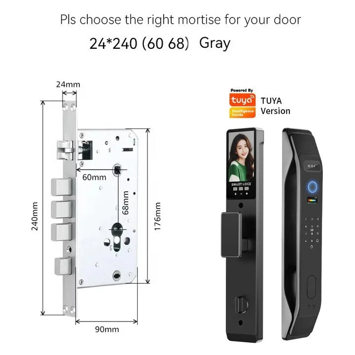 Tuya Smart Door Lock Fingerprint Password 3D Face Smart Lock